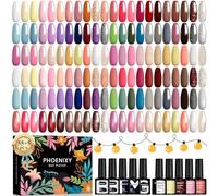Phoenixy Gel Nail Polish - 60pcs 7ml Gel Nail Polish Set UV Soak-off Nail Polish with Base Coat and Glossy Matte Glitter Top Coat Nail Varnish Sets Manicure Kit for Women