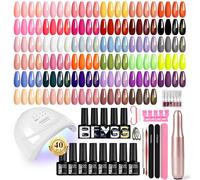 PHOENIXY Gel Nail Polish Set - 35+5 Gel Nail Polish with Nail Drill Starter Kit, Professional Spring Pink Purple Nail Polish Sets Gel Nail Kit with Lamp Gifts for Women
