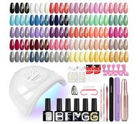 Phoenixy Gel Nail Polish Set, 51Pcs Gel Nail Kit with Drill and Lamp, 30 Colours White Red Purple Gels Polish Set with Full Tools, Base Glossy Matte Glitter Golden Top Coat, Gifts for Women