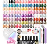 PHOENIXY Gel Nail Polish Set, 54 Colours Gel Nail Polish with Nail Lamp Starter Kit Soak Off Nail Polish Set Professional Manicure Gel Nail Kit Gift for Women (4 Top Coats)