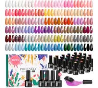 Phoenixy Gel Nail Polish Set, 54 Colours UV Gel Nail Polish with Glossy Matte Glitter Base Top Coat Pink Yellow Blue Nail Varnish Set Soak Off Nail Kit DIY Salon Gifts for Woman