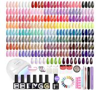 PHOENIXY Gel Nail Polish Set, 60 Colours Gel Nail Polish Kit with U V/LED Nail Lamp Soak Off Nail Polish Manicure Gel Nail Kit Gifts for Women (4 Top Coats)