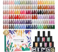 Phoenixy Gel Nail Polish Set - 60pcs Gel Nail Polish 55 Colours 7ml Nails Polishes with Base Coat Top Matte Glitter Coat Nail Varnish Sets Manicure Set Gift for Women