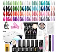 PHOENIXY Gel Nail Polish Set with U V Nail Lamp, 20 Colors Gel Nail Polish + 4 Poly Nail Extension Gels with Glossy/Matte/Glitter/Golden Top Coat, Complete Gel Nail Kit Gifts for Women