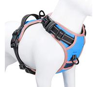 PHOEPET 2019 No Pull Dog Harness Medium Reflective Front Clip Vest with Handle,Adjustable 2 Metal Rings 3 Buckles,[Easy to Put on & Take Off](M, Blue)