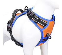 PHOEPET 2019 No Pull Dog Harnesses for Small Dogs Reflective Adjustable Front Clip Vest with Handle 2 Metal Rings 3 Buckles [Easy to Put on & Take Off](S, Orange)