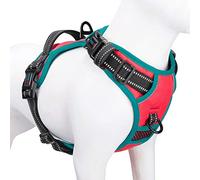 PHOEPET 2019 Reflective Dog Harness Large Breed Adjustable No Pull Vest with with Handle 2 Metal Rings 3 Buckles [Easy to Put on & Take Off](XL, Red)