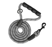 PHOEPET 5 Feet Dog Leash Reflective Heavy Duty Padded Rubber Handle 360° No Tangles for Small Medium and Large Dogs(Grey)