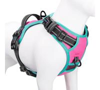 PHOEPET Adjustable Safety Harness for Medium and Large Dogs with Padded Handle and Reflective Dog Harness, Easy to Control for Daily Walking (Pink, XL)
