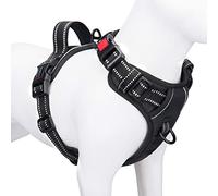 Phoepet Anti-Pull Dog Harness, Reflective, Adjustable, with Training Handle, Name ID Card Compartment, 2 Metal Lead Hooks, 3 Snap Buckles, Easy to Put on and Take Off, XS, Black