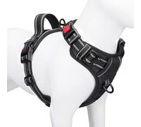 PHOEPET No Pull Dog Harness, Adjustable Dog Vest Harness for Daily Walk, with Buckle on the Neck and Reflective Strips, Control Handle for Medium and Large Dogs (Black, L)