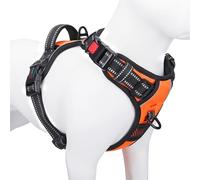 PHOEPET No Pull Dog Harness, Adjustable Dog Vest Harness for Daily Walks, with Buckle on the Neck and Reflective Strips, Control Handle for Medium and Large Dogs (Orange, M)