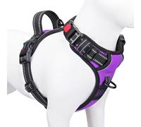PHOEPET No Pull Dog Harness, Adjustable Dog Vest Harness for Daily Walks, with Buckle on the Neck and Reflective Strips, Control Handle for Medium and Large Dogs (Purple, L)