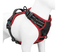 PHOEPET No Pull Dog Harness, Adjustable Vest with Padded Handle and Reflective Strips for Safe and Easy Walks, Fits Small Medium Large Dogs(Black,M)