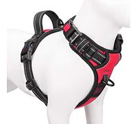PHOEPET No Pull Dog Harnesses for Small Dogs Reflective Adjustable Front Clip Vest with Handle 2 Metal Rings 3 Buckles [Easy to Put on & Take Off](XS, Red)