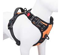 PHOEPET No Pull Dog Harnesses for Small Dogs Reflective Adjustable Front Clip Vest with Handle 2 Metal Rings 3 Buckles [Easy to Put on & Take Off] (XS, Orange)