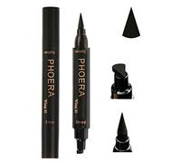PHOERA 2 in 1 Wing Cat Eye Liner + Stamp Winged Long Lasting Liquid Eye Liner Waterproof & Smudge proof Makeup Black Eyeliner Pen Winged Eyeliner Pencil - AQUAPURITY (THICK STAMP)