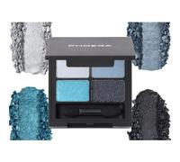 PHOERA 4-in-1 Ultimate Shadow Palette - 4 Highly Pigmented Shades - Icy Blue, Periwinkle, Cerulean, Black with Blue Flecks - for Highlight, Contour, Shade & Line - Quad Eyeshadow (Blue Moon)