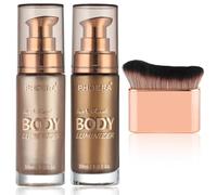 PHOERA Body Shimmer Oil, Body Bronzer Shimmer,Body Glow Shimmer Highlighter Luminizer Body Illuminator with Body Makup Bursh,Self Tanning Lotion,1oz/Jars (101+103/ Rose Gold+Glistening Bronze)