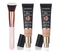 PHOERA CC Cream Foundation With SPF,PHOERA Full Coverage Foundation Color Correcting Cream,Anti Aging Hydrating Serum & SPF 25+ Sunscreen Natural Finish1.08 floz (2PCS 120 Nude)
