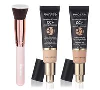 PHOERA CC Cream Foundation With SPF,PHOERA Full Coverage Foundation Color Correcting Cream,Anti Aging Hydrating Serum & SPF 25+ Sunscreen Natural Finish1.08 floz (100+120/ Porcelain+Nude)