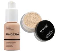 PHOERA Face Powder - Soft Focus Setting Powder for Women, Full Coverage Foundation (103 Warm Peach + N.02 Cool Beige)