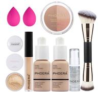 PHOERA Foundation, PHOERA Contour Palette,Shades with Highlighter & Bronzer & Blush,Up to 24 Hour Fresh Wear (102+102+ #002 Contour/Nude+Nude+#002)