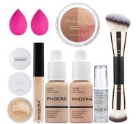 PHOERA Foundation, PHOERA Contour Palette,Shades with Highlighter & Bronzer & Blush,Up to 24 Hour Fresh Wear (102+103+ #002 Contour/Nude+Warm peach+#002)