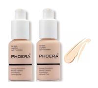 Phoera Full Coverage Foundation Soft Matte Oil Control Concealer 30ml Long Lasting Flawless Cream Smooth Aquapurity (2 PCS 101 PORCELAIN)