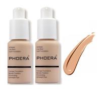 Phoera Full Coverage Foundation Soft Matte Oil Control Concealer 30ml Long Lasting Flawless Cream Smooth Aquapurity (2PCS 104 BUFF BEIGE)