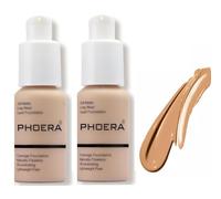Phoera Full Coverage Foundation Soft Matte Oil Control Concealer 30ml Long Lasting Flawless Cream Smooth Aquapurity (2PCS 105 SAND)