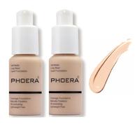Phoera Full Coverage Foundation Soft Matte Oil Control Concealer 30ml Long Lasting Flawless Cream Smooth Aquapurity (2 PCS 102 NUDE)