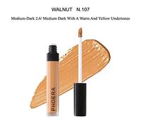 AQUAPURITY PHOERA Liquid Concealer Full Coverage Makeup Face Moisturizer Foundation Conceal Under Eye Dark Circles Cruelty Free (107 - Walnut)