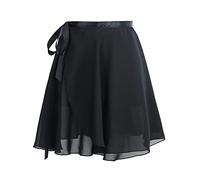 Phoeswan Dance Skirts for Women & Girls, Ballet Chiffon Wrap Skirt with Ties, Black 1, XL