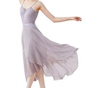 Phoeswan Dance Skirts for Women, Long Chiffon Ballet Skirt, Women's Dance Wrap Skirt with Tie, Grayish Purple, M