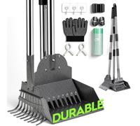 PHOEXXIX Long Handle Dog Pooper Scooper with Extension and Spare Poles, Easy-to-Clean Stainless Steel Set, Rustproof & Heavy Duty, Perfect for Yard, Lawn, Dirt & Gravel, Ideal for Small & Medium Dogs