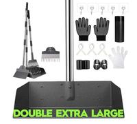 PHOEXXIX Long Handle Dog Pooper Scooper with Extension and Spare Poles, Easy-to-Clean Stainless Steel Set, Rustproof & Heavy Duty, Perfect for Yard, Lawn, Dirt & Gravel, Ideal for Medium & Large Dogs