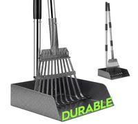 PHOEXXIX Long Handle Dog Pooper Scooper with Extension and Spare Poles, Easy-to-Clean Stainless Steel Set, Rustproof & Heavy Duty, Perfect for Yard, Lawn, Dirt & Gravel, Ideal for Medium & Large Dogs