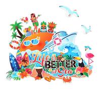 PHOGARY 17pcs Hawaiian Magnets for Cruise, Funny Luau Tropical Fridge Refrigerator Magnets for Summer Hawaiian Party Cruise Cabins Metal Door Decorations