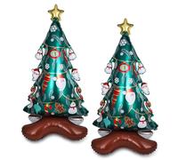 PHOGARY 2 Pcs Christmas Tree Foil Balloons, Self Standing Inflatable Tree Foil Balloon for Christmas Decorations Xmas Mylar Balloon Festive Holiday Party Supplies
