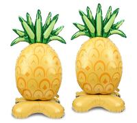 PHOGARY 2 Pcs Large Pineapple Balloons, Standing Inflatable Pineapple Foil Balloon for Summer Aloha Luau Tropical Balloon Hawaiian Party Decoration Beach Pool Birthday Fruit Themed Party Supplies