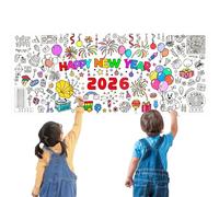 PHOGARY 2 Pcs New Year Giant Coloring Poster, 30 x 72 Inches Jumbo Coloring Paper Tablecloths Colouring Roll for Christmas Activities Crafts, 2026 New Year Eve Party Supplies Home Decoration