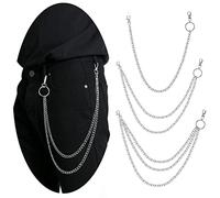 PHOGARY 3 Pieces Jeans Chains Wallet Chain Pants Chain, Silver Pocket Chain Hip Hop Rock Chains Punk Gothic Metal Belt Chain Biker Trouser Chain Accessory Jewelry Gift for Men/Women