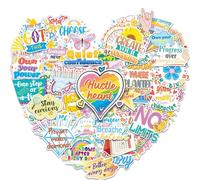 PHOGARY 50PCS Motivational Stickers, Inspirational Positive Sticker, Waterproof Vinyl Affirmation Mental Health Sticker, Water Bottle Laptop Scrapbooking Journal Stickers for Adults Teens Students