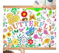 PHOGARY Flowers Butterfly Colouring Poster, Giant Flowers Jumbo Coloring Tablecloth Colouring Paper Sheets for Home Classroom Birthday Decorations Party Supplies DIY Art Craft Activity