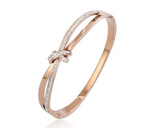 PHOGARY Forever and Ever Knot Classic Bracelets for Women Rose Gold Bracelet Crystals, Birthday Thanksgiving Christmas Xmas Gift for Women Mum Mother Wife