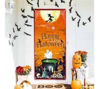 PHOGARY Halloween Door Cover Halloween Door Decorations, Large Fabric Halloween Party Decoration Witch Door Cover for Front Door Porch Decoration Halloween Party Supplies Indoor Outdoor,5.9x2.9 Feet,A