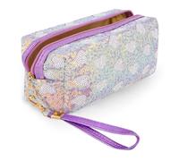 PHOGARY Large Pencil Case for Girls, Heart Pattern Sequin Makeup Bag