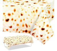 PHOGARY Matzah Table Cloth for Passover Table Decorations, 3 Pack Plastic Happy Passover Tablecloth BBQ Pesach Table Decor, Disposable Burrito Tablecovers Passover Party Supplies, 51"x87"