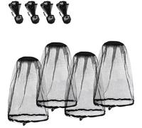 PHOGARY Midge Net for Head 4 Pack, Extra Large Face Mesh Head Cover Protecting Net with Built-in Pouch, for Outdoor Lover Hiking Camping Climbing Walking Fly Insects Bugs Preventing, Black